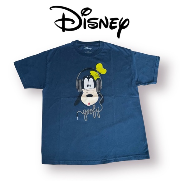 Disney Other - DISNEY Goofy Headphones Short Sleeve T-Shirt in Navy Blue